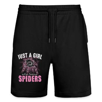 Just A Girl Who Loves Spiders Design - Stanley/Stella Unisex Bio Joggingshorts Trainer  - Schwarz - Vorne - Nik (191cm) & Marisol (170cm)