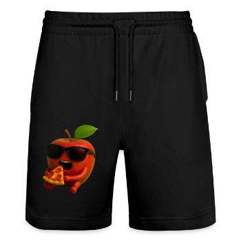 Apfel - Stanley/Stella Unisex Bio Joggingshorts Trainer  - Schwarz - Vorne - Nik (191cm) & Marisol (170cm)