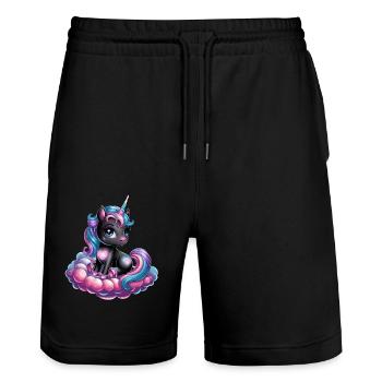 Licorne magique sur des nuages avec des motifs de cœur pour - Short de jogging bio TRAINER Stanley/Stella unisexe - noir - Devant - Nik (191cm) & Marisol (170cm)