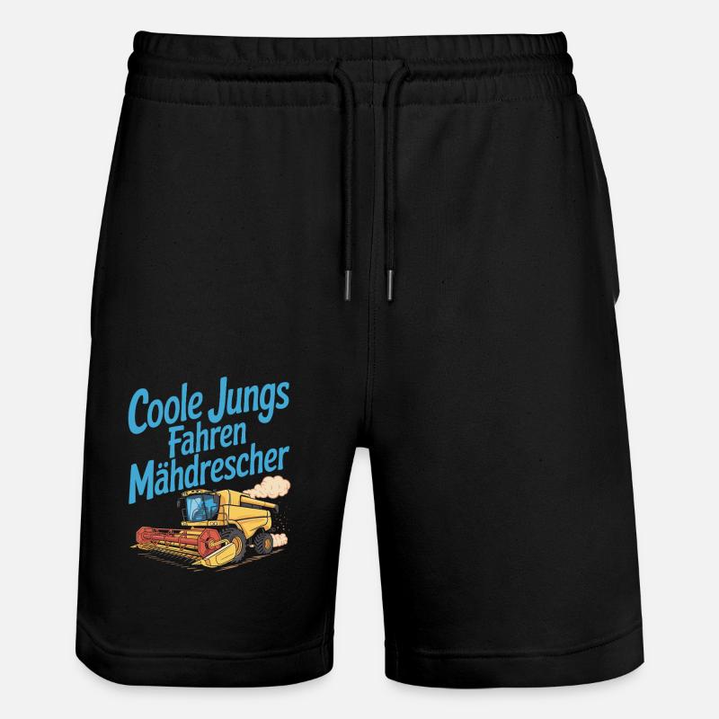 Cool guys conduisant une moissonneuse-batteuse - Short de jogging bio TRAINER Stanley/Stella unisexe - noir