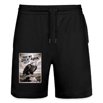 Sind wir schon wieder groß? - Stanley/Stella Unisex Bio Joggingshorts Trainer  - Schwarz - Vorne - Nik (191cm) & Marisol (170cm)