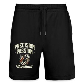 Précision Passion Handball Sports Athlète - Short de jogging bio TRAINER Stanley/Stella unisexe - noir - Devant - Nik (191cm) & Marisol (170cm)