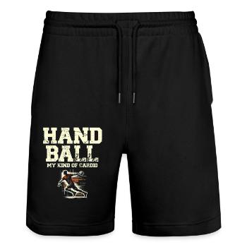 Le handball : mon genre d’athlète cardio - Short de jogging bio TRAINER Stanley/Stella unisexe - noir - Devant - Nik (191cm) & Marisol (170cm)