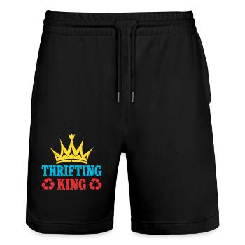 Thrift Shopper Thrifting King Thrift Store - Stanley/Stella Unisex Bio Joggingshorts Trainer  - Schwarz - Vorne - Nik (191cm) & Marisol (170cm)