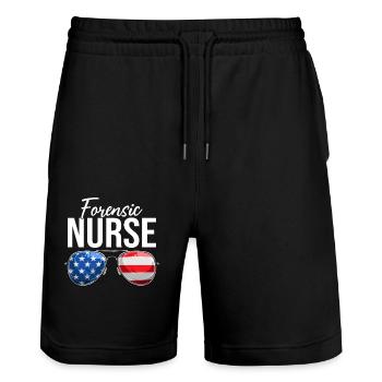 Forensic Nurse Practitioner USA Sonnenbrille - Stanley/Stella Unisex Bio Joggingshorts Trainer  - Schwarz - Vorne - Nik (191cm) & Marisol (170cm)