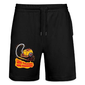 Vacuuming Household Less Talking More Vacuuming - Stanley/Stella Trainer Unisex Organic Jogging Shorts - black - Front - Nik (191cm) & Marisol (170cm)