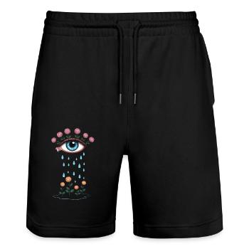Tear Eye and Roses Blooming Poetry - Stanley/Stella Trainer Unisex Organic Jogging Shorts - black - Front - Nik (191cm) & Marisol (170cm)