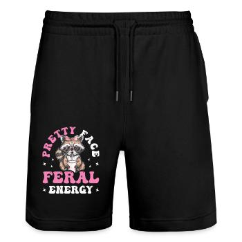 Lustige niedliche wilde Waschbär Meme - Stanley/Stella Unisex Bio Joggingshorts Trainer  - Schwarz - Vorne - Nik (191cm) & Marisol (170cm)