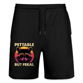Lustige niedliche wilde Waschbär Meme - Stanley/Stella Unisex Bio Joggingshorts Trainer  - Schwarz - Vorne - Nik (191cm) & Marisol (170cm)