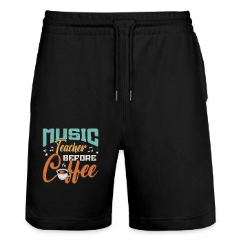 Music Teacher Before Coffee Composer Coffee Lover - Stanley/Stella Trainer Unisex Organic Jogging Shorts - black - Front - Nik (191cm) & Marisol (170cm)