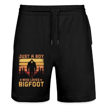 Juste un garçon qui aime le Bigfoot - Short de jogging bio TRAINER Stanley/Stella unisexe - noir - Devant - Nik (191cm) & Marisol (170cm)
