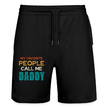 My loved ones call me dad - Stanley/Stella Trainer Unisex Organic Jogging Shorts - black - Front - Nik (191cm) & Marisol (170cm)