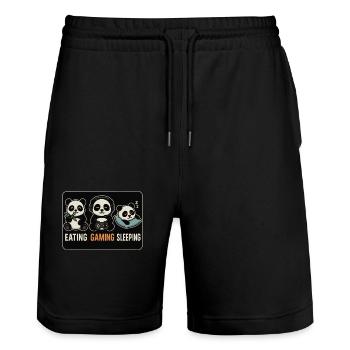 Eating Gaming Sleeping – Funny Panda Gamer Desi - Stanley/Stella Trainer Unisex Organic Jogging Shorts - black - Front - Nik (191cm) & Marisol (170cm)