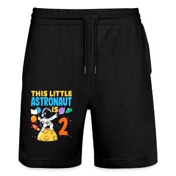 Dieser Kleine Astronaut Ist 2 Jahre Alt - Stanley/Stella Unisex Bio Joggingshorts Trainer  - Schwarz - Vorne - Nik (191cm) & Marisol (170cm)