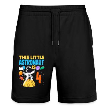 Dieser Kleine Astronaut Ist 4 - Stanley/Stella Unisex Bio Joggingshorts Trainer  - Schwarz - Vorne - Nik (191cm) & Marisol (170cm)