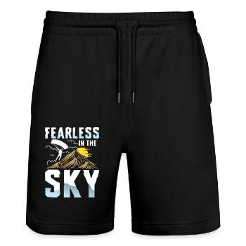 Furchtlos Am Himmel Paragliding Abenteuer - Stanley/Stella Unisex Bio Joggingshorts Trainer  - Schwarz - Vorne - Nik (191cm) & Marisol (170cm)