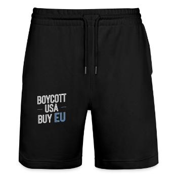 Pro-Europe Boycott USA Acheter UE - Short de jogging bio TRAINER Stanley/Stella unisexe - noir - Devant - Nik (191cm) & Marisol (170cm)