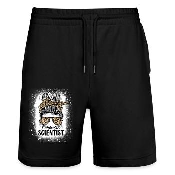 Forensiker Messy Bun Lustige Forensik - Stanley/Stella Unisex Bio Joggingshorts Trainer  - Schwarz - Vorne - Nik (191cm) & Marisol (170cm)