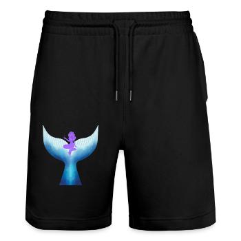 Meerjungfrau mit Wal Mermaid with Whale - Stanley/Stella Trainer Unisex Organic Jogging Shorts - black - Front - Nik (191cm) & Marisol (170cm)