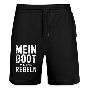 Mein Boot Meine Regeln - Stanley/Stella Unisex Bio Joggingshorts Trainer  - Schwarz - Vorne - Nik (191cm) & Marisol (170cm)