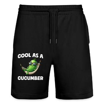 Cool as a cucumber Gurke Pickle Gurkenliebhaber - Stanley/Stella Trainer Unisex Organic Jogging Shorts - black - Front - Nik (191cm) & Marisol (170cm)