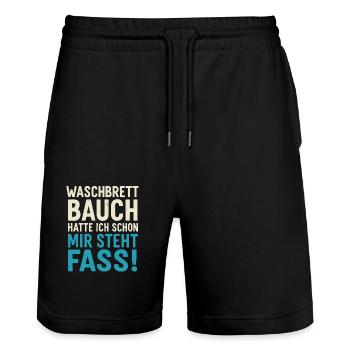 I like barrel – funny anti-fitness saying - Stanley/Stella Trainer Unisex Organic Jogging Shorts - black - Front - Nik (191cm) & Marisol (170cm)