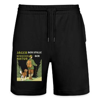 CHASSEUR GARDIEN DE LA NATURE - Short de jogging bio TRAINER Stanley/Stella unisexe - noir - Devant - Nik (191cm) & Marisol (170cm)