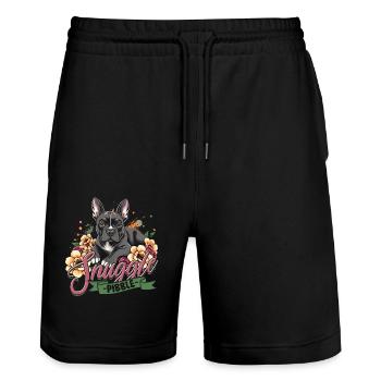 Pitbull Pitbulls Snuggle Pibble - Short de jogging bio TRAINER Stanley/Stella unisexe - noir - Devant - Nik (191cm) & Marisol (170cm)