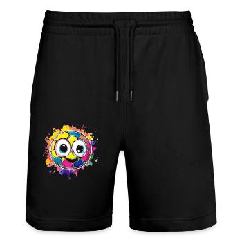 Football coloré avec un visage - Short de jogging bio TRAINER Stanley/Stella unisexe - noir - Devant - Nik (191cm) & Marisol (170cm)