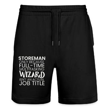 Storeman multitasking Wizard - Stanley/Stella Unisex Bio Joggingshorts Trainer  - Schwarz - Vorne - Nik (191cm) & Marisol (170cm)