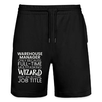 Warehouse Manager multitasking Wizard - Stanley/Stella Unisex Bio Joggingshorts Trainer  - Schwarz - Vorne - Nik (191cm) & Marisol (170cm)