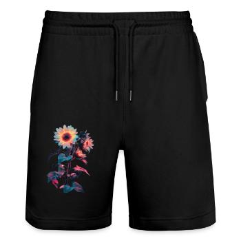Sonnenblume - Stanley/Stella Unisex Bio Joggingshorts Trainer  - Schwarz - Vorne - Nik (191cm) & Marisol (170cm)