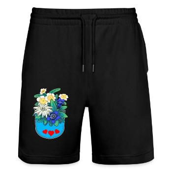 Alpen Blumen Österreich Tirol Schweiz Blume - Stanley/Stella Unisex Bio Joggingshorts Trainer  - Schwarz - Vorne - Nik (191cm) & Marisol (170cm)