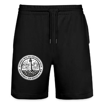 Du Kannst Mich Aus Dem Norden Holen - Stanley/Stella Unisex Bio Joggingshorts Trainer  - Schwarz - Vorne - Nik (191cm) & Marisol (170cm)