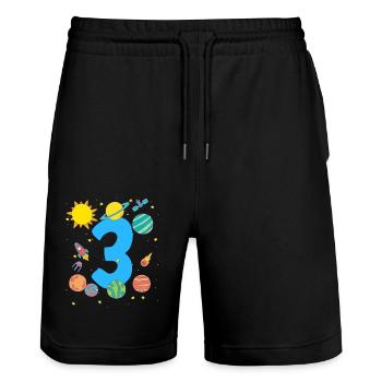 Space Adventure for Birthday Girl - Stanley/Stella Trainer Unisex Organic Jogging Shorts - black - Front - Nik (191cm) & Marisol (170cm)