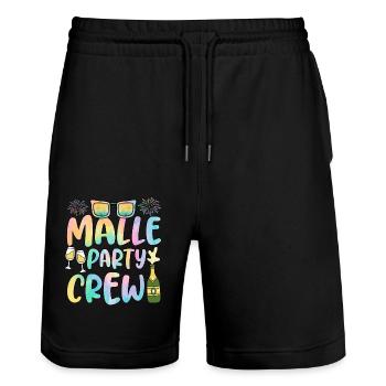 Malle Party Crew Gruppen Mallorca Party Urlaub - Stanley/Stella Unisex Bio Joggingshorts Trainer  - Schwarz - Vorne - Nik (191cm) & Marisol (170cm)