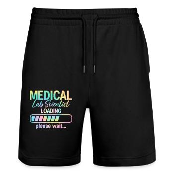 Lab Scientist Loading Tie Dye Funny MLS Medical - Stanley/Stella Trainer Unisex Organic Jogging Shorts - black - Front - Nik (191cm) & Marisol (170cm)