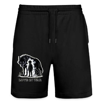 STARKE JUNGS - Stanley/Stella Unisex Bio Joggingshorts Trainer  - Schwarz - Vorne - Nik (191cm) & Marisol (170cm)