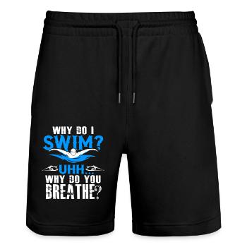 Swimming Why Do I Swim - Stanley/Stella Trainer Unisex Organic Jogging Shorts - black - Front - Nik (191cm) & Marisol (170cm)