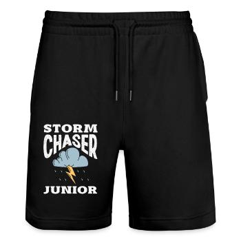 Funny Meteorology Weather Enthusiasts - Stanley/Stella Trainer Unisex Organic Jogging Shorts - black - Front - Nik (191cm) & Marisol (170cm)