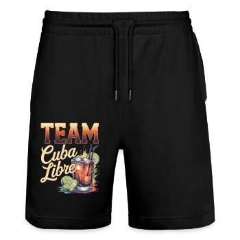 Cocktail Barkeeper Team Cuba Libre - Stanley/Stella Unisex Bio Joggingshorts Trainer  - Schwarz - Vorne - Nik (191cm) & Marisol (170cm)