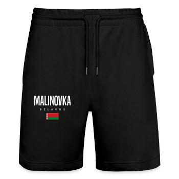 Malinovka Belarus Weißrussland - Stanley/Stella Unisex Bio Joggingshorts Trainer  - Schwarz - Vorne - Nik (191cm) & Marisol (170cm)