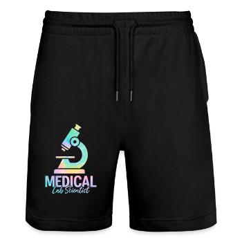Medizinischer Laborwissenschaftler Tie Dye MLS Laborwissenschaftler - Stanley/Stella Unisex Bio Joggingshorts Trainer  - Schwarz - Vorne - Nik (191cm) & Marisol (170cm)