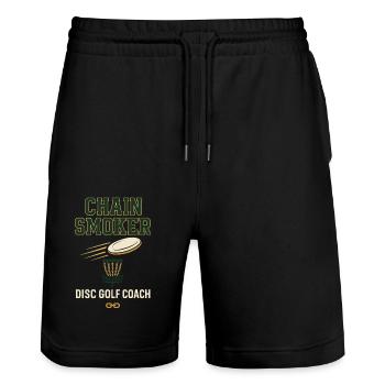 Disc -golf -coach -shirt -golf -instruktor Frisbee - Stanley/Stella Unisex Bio Joggingshorts Trainer  - Schwarz - Vorne - Nik (191cm) & Marisol (170cm)