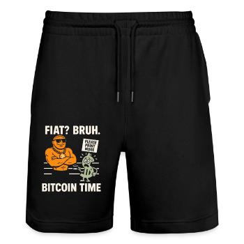 Bitcoin - Stanley/Stella Trainer Unisex Organic Jogging Shorts - black - Front - Nik (191cm) & Marisol (170cm)