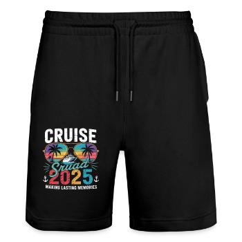 Souvenirs de Cruise Squad 2025 - Short de jogging bio TRAINER Stanley/Stella unisexe - noir - Devant - Nik (191cm) & Marisol (170cm)