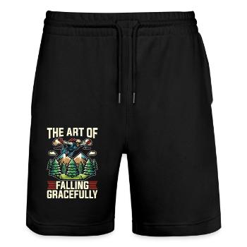 Skydiving The Art Of Falling Gracefully Skydive - Stanley/Stella Trainer Unisex Organic Jogging Shorts - black - Front - Nik (191cm) & Marisol (170cm)