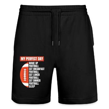 Lustiger Football Spruch Footballtag - Stanley/Stella Unisex Bio Joggingshorts Trainer  - Schwarz - Vorne - Nik (191cm) & Marisol (170cm)