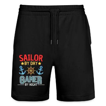 Funny Gambler Sailor Gaming Saying - Stanley/Stella Trainer Unisex Organic Jogging Shorts - black - Front - Nik (191cm) & Marisol (170cm)