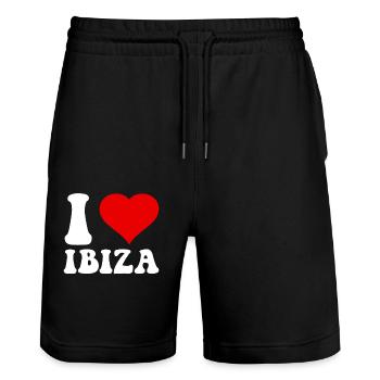 J’aime les vacances à Ibiza - Short de jogging bio TRAINER Stanley/Stella unisexe - noir - Devant - Nik (191cm) & Marisol (170cm)